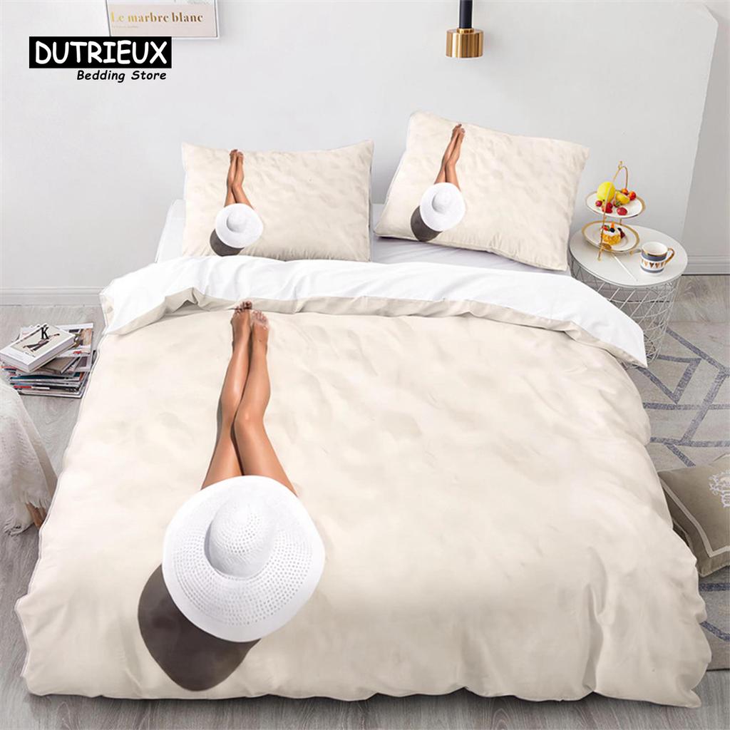 Ensemble de Literie Bikini Beach Fille Fesses Sexy Housse de Couette Microfibre Vacances à Hawaï Paysage Housse de Couette King Twin Pour Garçon Fille