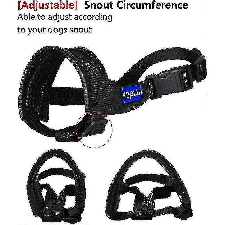 Muso Morbido in Nylon per Cani Taglia XL Nero Per Anti Morso Anti Abbaio Anti Masticazione Con Anello Regolabile