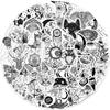 50 Black and White Gothic Style Graffiti Stickers Decorative Suitcase Pen Guitar Notebook Waterproof Hot Stamping