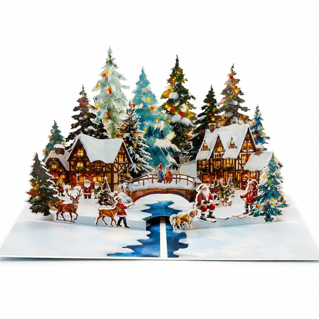 Christmas Snowman 3d Popup Card With Laser Cut Design For Holiday Gift Giving