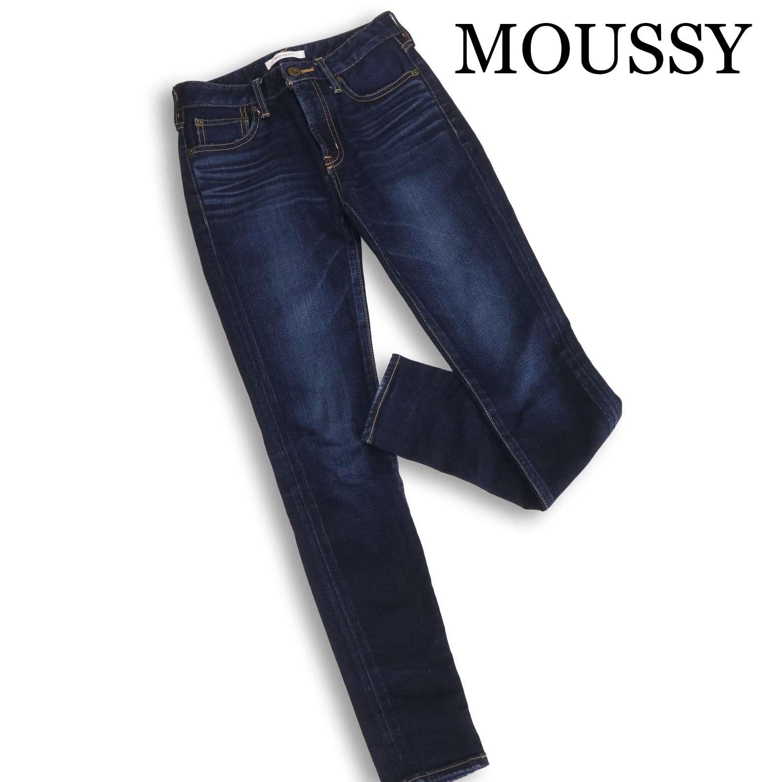 MOUSSY [WF Rebirth embroidery SKINNY] USED processing stretch skinny denim pants made in Japan Sz.24 Women s