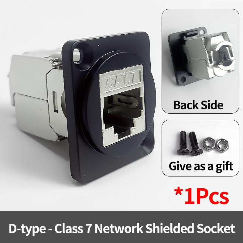 D-Type Panel Mount RJ45 Socket – CAT5e / CAT6 Ethernet Network Connector for Industrial Enclosure, Server Rack & Wall Box Wiring