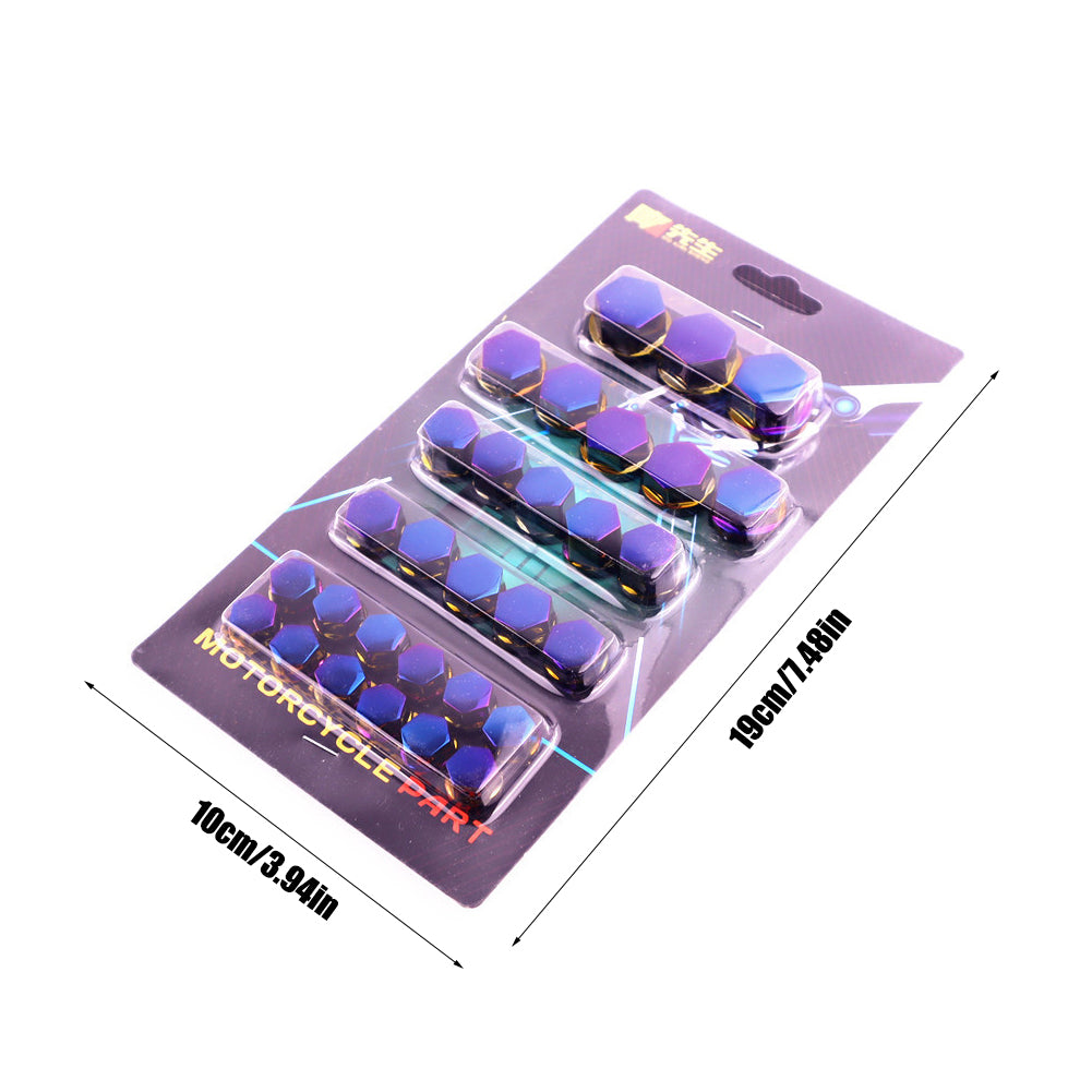 Universal 30pcs/set Hexagonal Burning Titanium Motorcycle Scooter Head Screw Cover Nut Cap Cover Modification Accessories