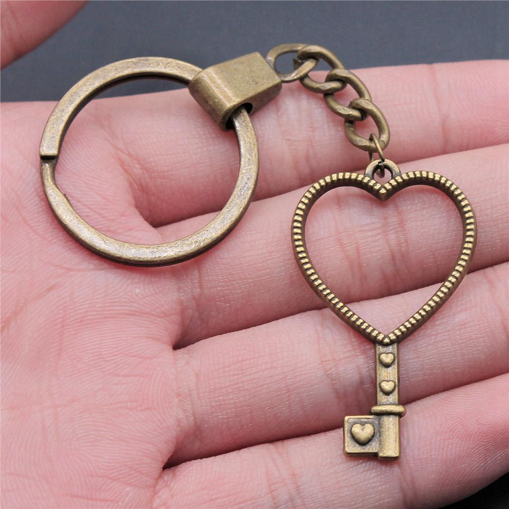 30mm Keychains Peach Heart Tags Wedding Jewelry Findings QY034