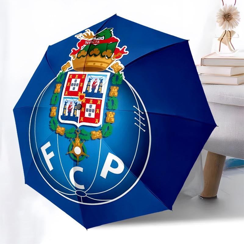 FC Porto, Badge- Automatic Opening and Closing, 8-rib Structure Portable Umbrella, Suitable for Men and Women in All Seasons - Perfect Gift
