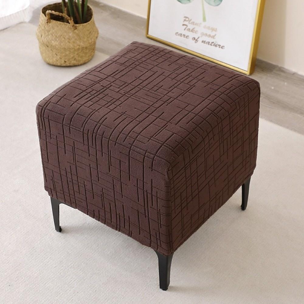 New Elastic Jacquard Ottoman Cover Solid Color Soft Square Stool Cover T-Shape Footstool Case Home Decor