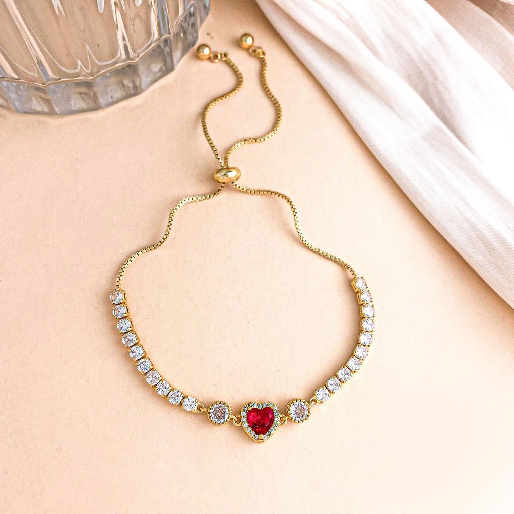 Bracelet Colorful Love Zircon Bracelet Light Luxury High-end Pull-out Bead Adjustable Bracelet Exquisite and Versatile Girlfriend Model