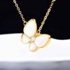 24k Gold Plated Natural Mother of Pearl Butterfly Necklace Vacuum Electroplated Shell Pendant