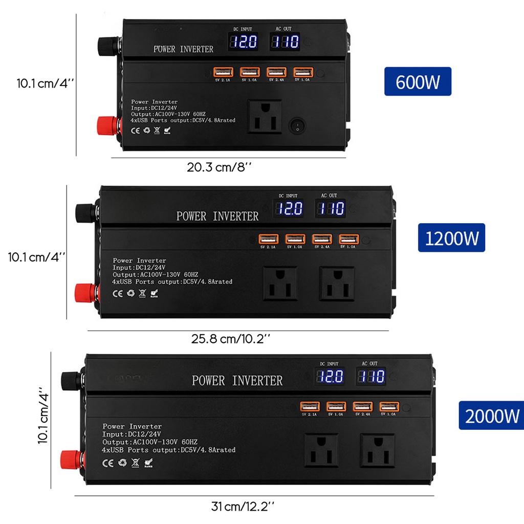 Inverter Socket Adapter Charger 3000/4000/6000W USB Car Inverter Converte LED Display Modified Sinewave Power DC12/24V