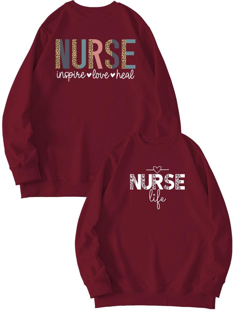 European Front & Back Print Nurse Inspire Love Heal Women's Versatile Hoodie