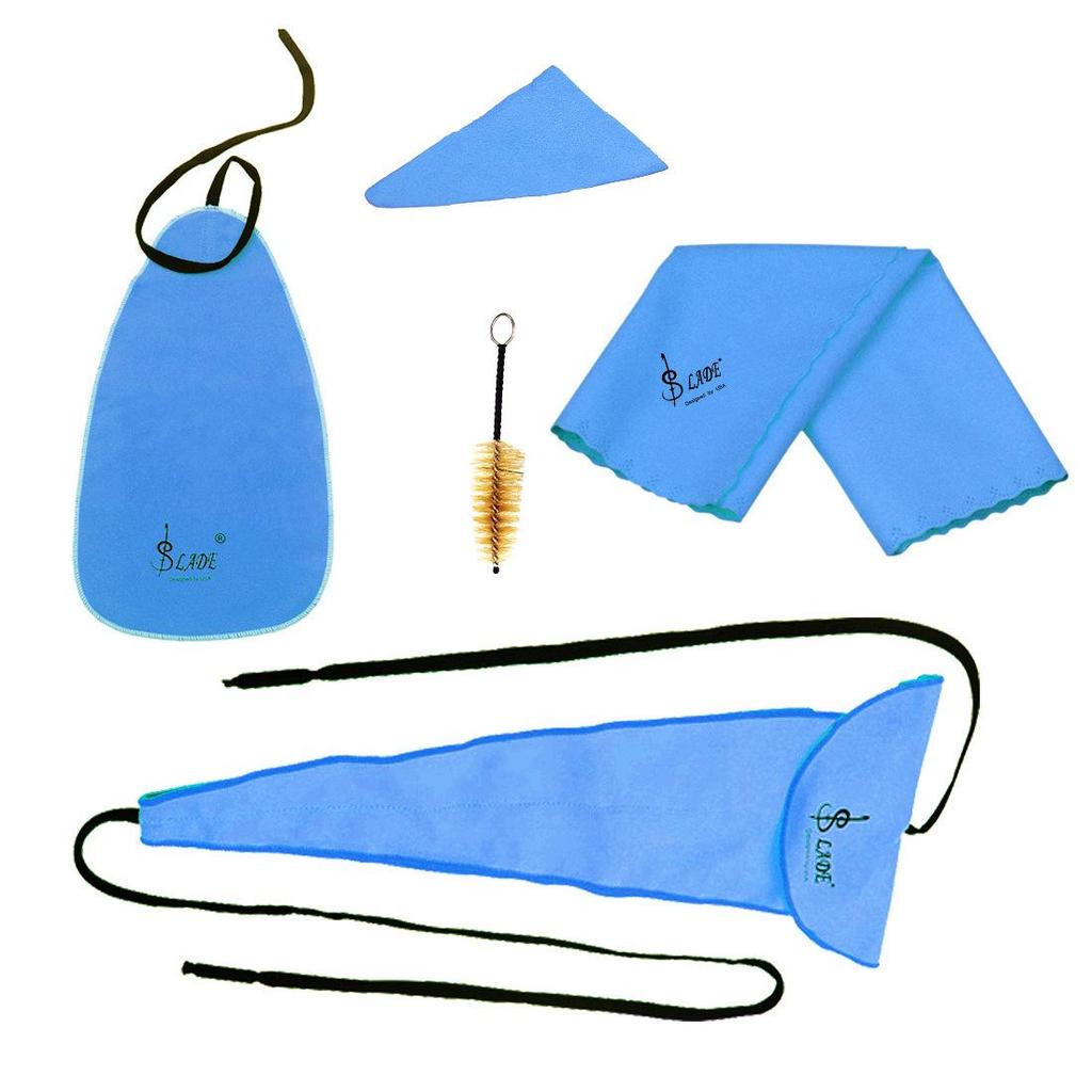 SLADE 5-Piece Saxophone Cleaning Kit: 3D Bore Brush, Bore Brush Cloth, Polishing Cloth, Triangular Cloth, Mouthpiece Brush.