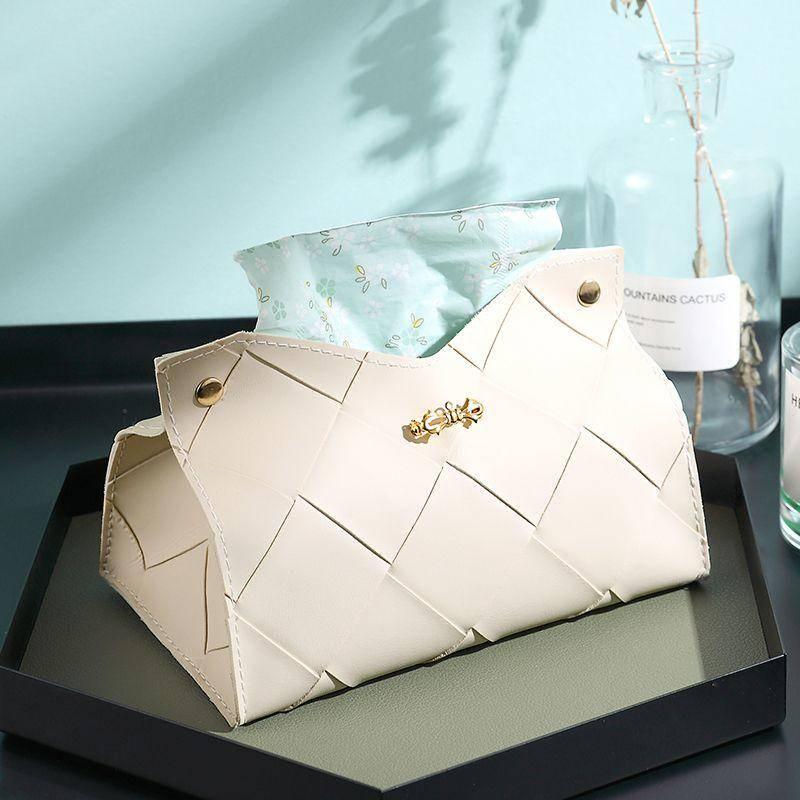 

Nordic Ins Плетена коробка для паперових серветок Чохол для паперових серветок Журнальний столик Коробка для паперових паперів Вітальня Кришка для коробок для серветок Їдальня Креативні різдвяні подарунки бежевий