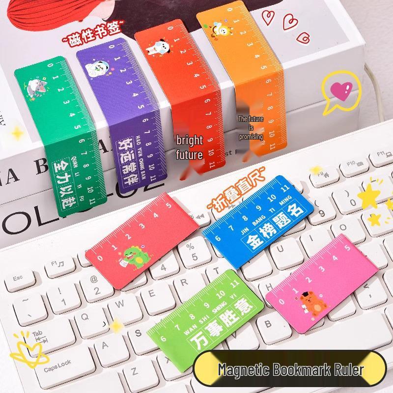 Creative Cartoon Magnetic Bookmark & Ruler - Cute and Inspirational Folding Page Clip