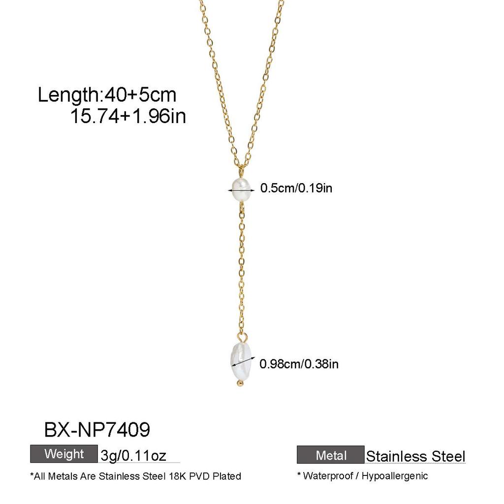Cross-Border Natural Baroque Pearl Pendant Necklace - Seaside Summer Y-Shaped Chain for Women