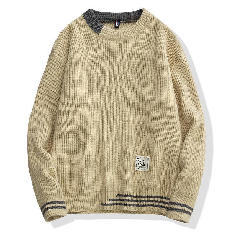 Autumn and Winter Sweater Men's Ins Japanese Trend Thickened Bottoming Shirt Men's Loose Crew Neck Knitted Sweater