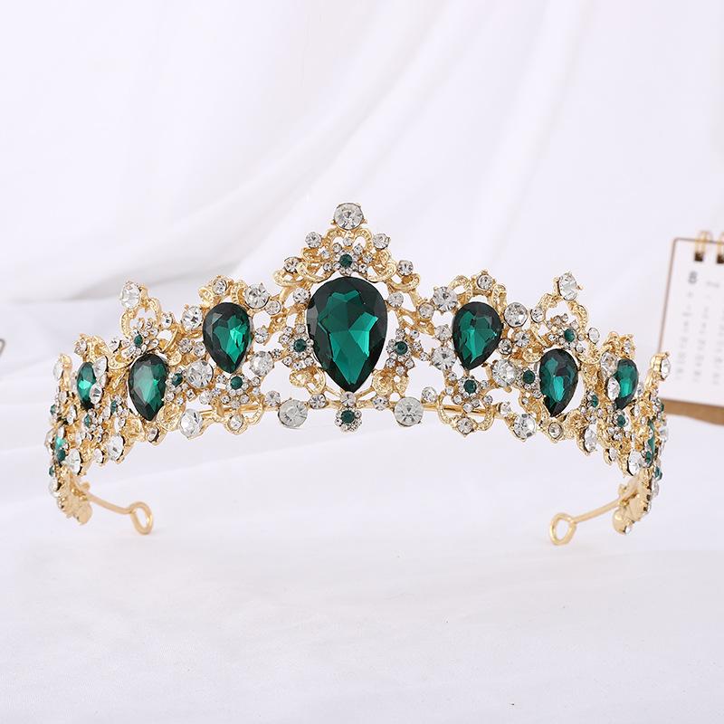 DIEZI Vintage Baroque Blue Crystal Tiara Crown For Women Gilrs Gift Wedding Party Queen Bridal Bride Hair Jewelry Accessories