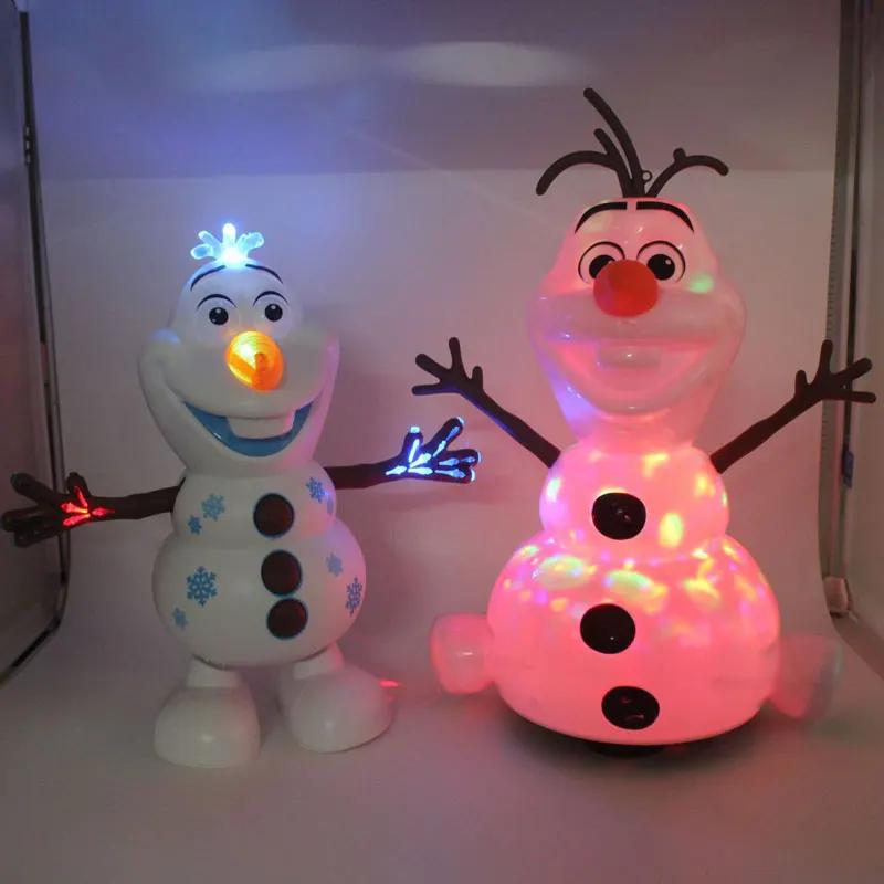 Frozen Dancing Snowman Olaf Robot With Led Music Flashlight Electric Action Figure Model Kids Toy Animatronics Figurine