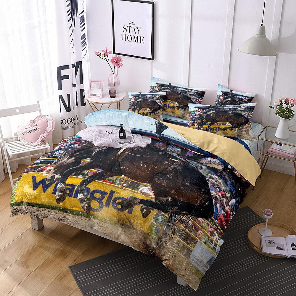 Pferd Bettbezug Set Einzelbett Bettwäsche Set Für Kinder Jugendliche Western Cowboy Polyester Bettdeckenbezug Steppdeckenbezug Mit Kissenbezug