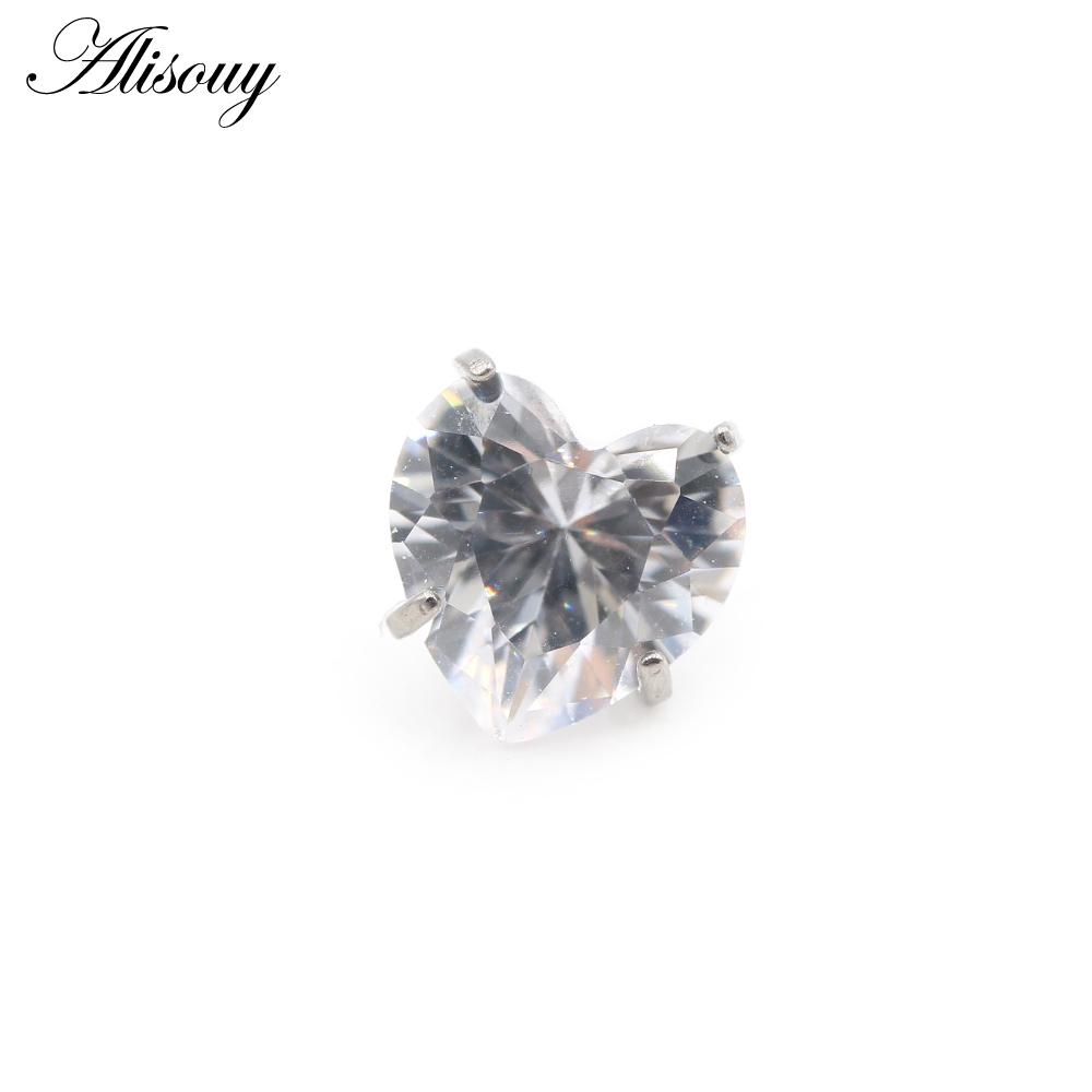 Alisouy 1PC Titane Filetage Externe Cœur Zircon Pour Anneaux de Lèvre Labret Boucles d'Oreilles Puces Piercing DIY Accessoire Bijou de Corps