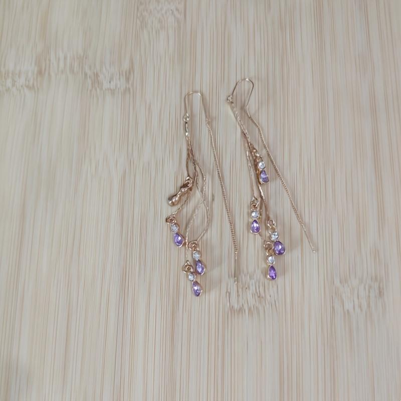 1 Pair Tassel Earrings With Water Drop Ear Lines, Perfect Valentine's Day Gift