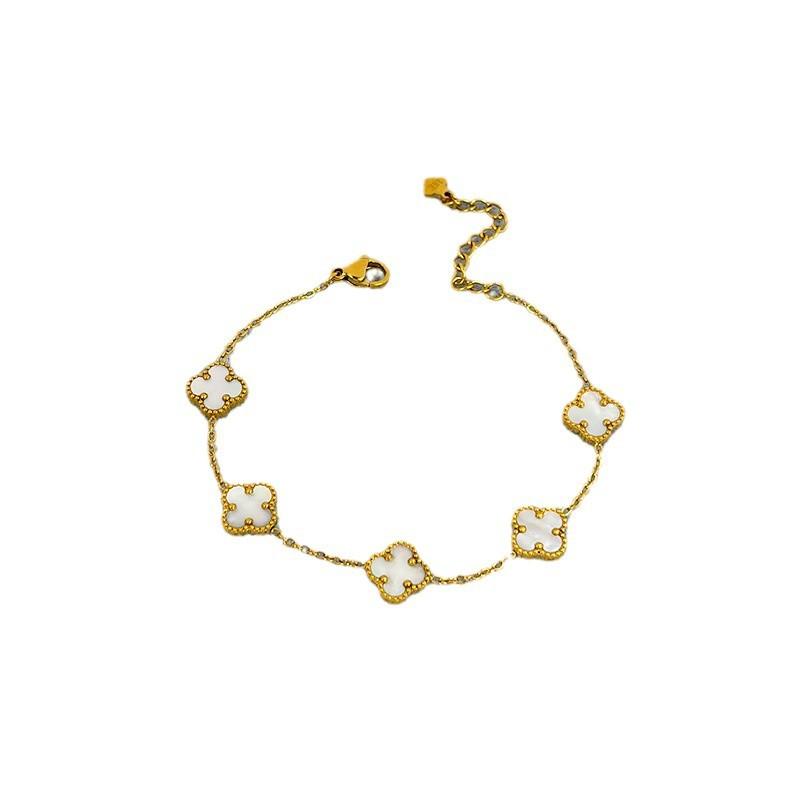 10mm Clover Bracelet Five Flowers Bracelet White Shell Natural Shell Bracelet