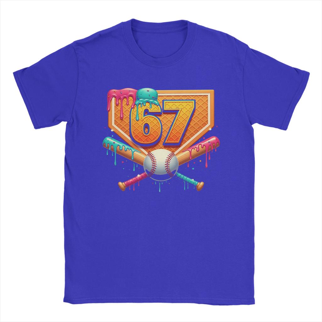 Baseball Drip Number 67 Player Or 67th Birthday Men's T Shirt  Casual Tee Shirt Short Sleeve T-Shirts  Cotton Gift Idea Clothing