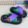 Thick-bottomed Open-toed One-word Slippers for Women's Summer Wear, New with Skirts, Cross-strap Color Matching Beach Sandals
