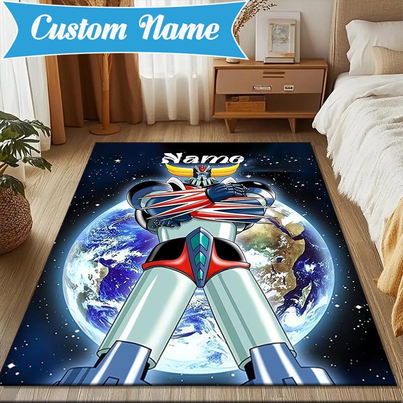 Custom Name Robot Dreams Space Rug Game Carpet, Floor Mat for Bedroom Living Room Entryway Rug, Home Decor Idea Gift for Christmas birthday