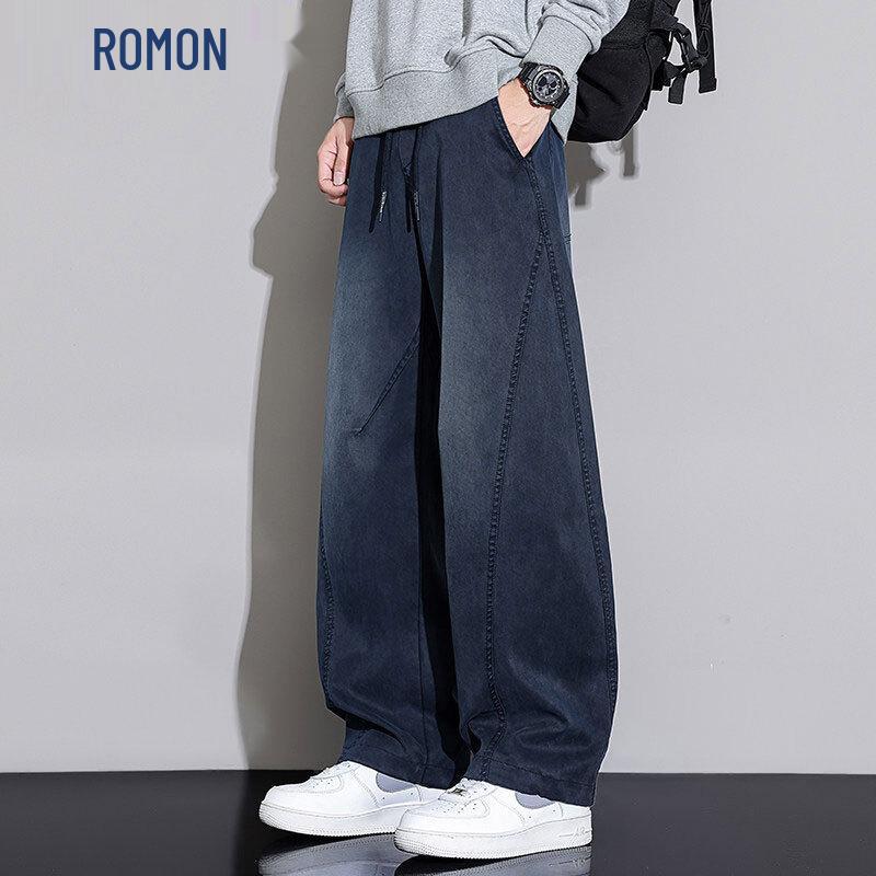 ROMON Men s Summer Thin Tencel Loose Straight Fit Jeans L