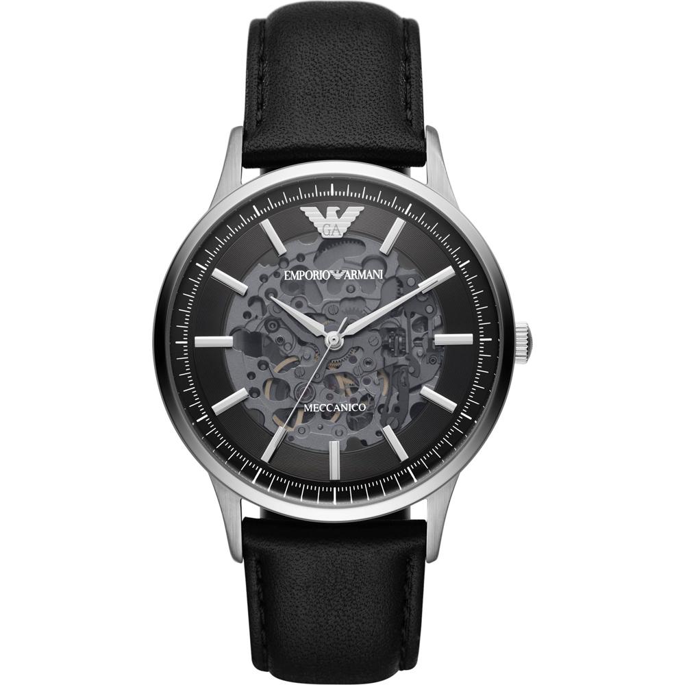 

Emporio Armani Renato Black Leather Men s Mechanical Automatic Watch AR60038 чёрный