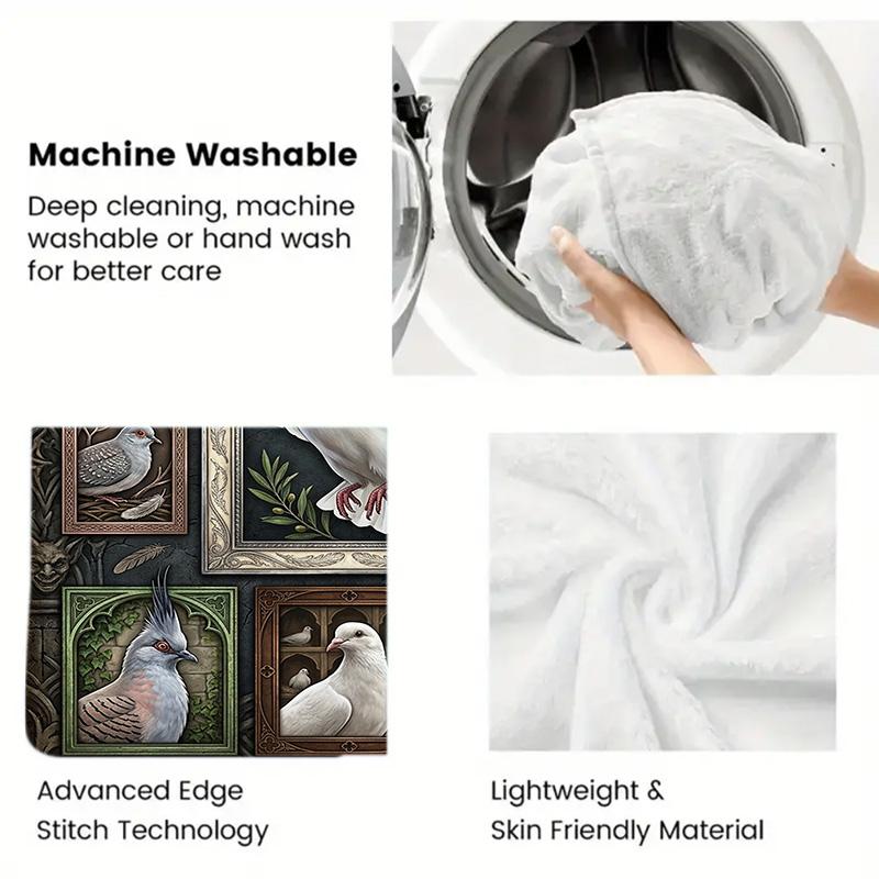 Pigeons Ornate Frames 2D Flat Pattern Flannel Blanket, High Quality All Seasons, Home Decor, Warmth and Comfort, Perfect for Christmas Gifts.