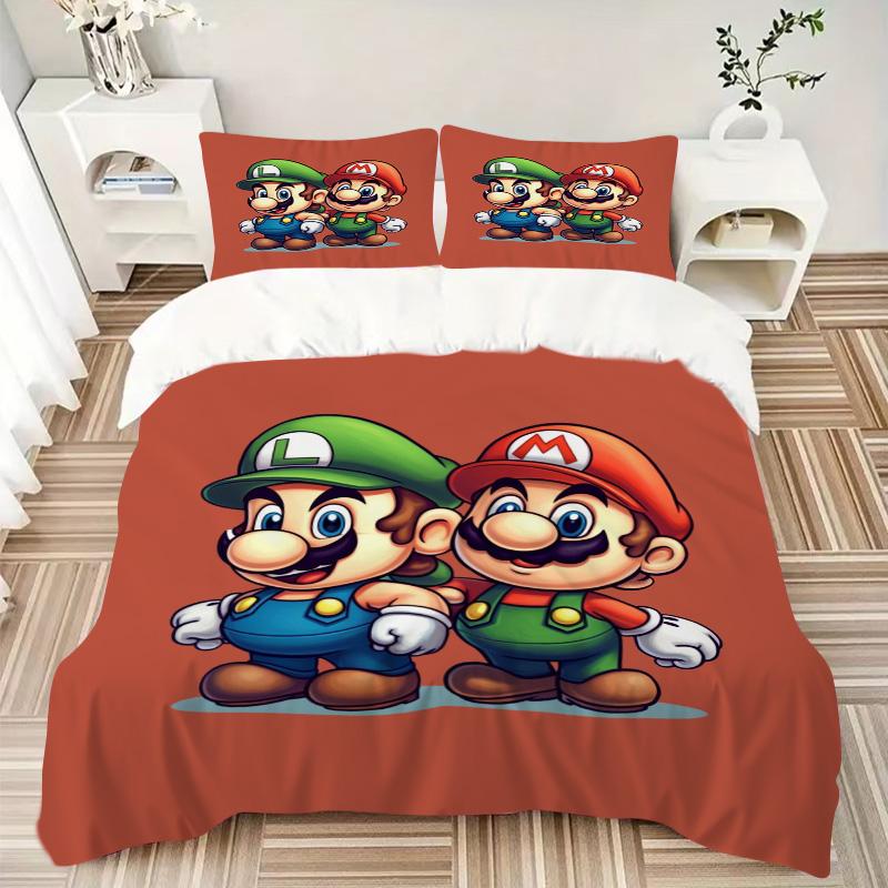 Mario Luigi Avontuur Print 3-delig Beddengoed Set Dekbedovertrek Met 2 Kussenslopen Huis Verjaardagscadeau