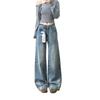 Womens High Waist Wide Leg Jeans Streetwear Loose Fit Long Denim Pants