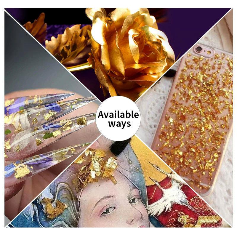 1Box Gold Silver Irregular Nail Art Foil Paper Glitter Gold Leaf Flakes Nail Art Sequin Foil Paper Fragments DIY Manicure Decora