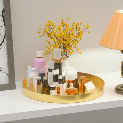 Iron Art Circular Design Multipurpose Storage Tray Display Metal Pallet Organize Solid Color Ornaments Home Supplies