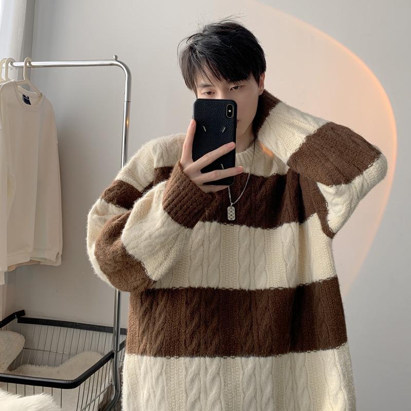 Autumn and Winter New Men's Knitted Korean Loose Base Sweater