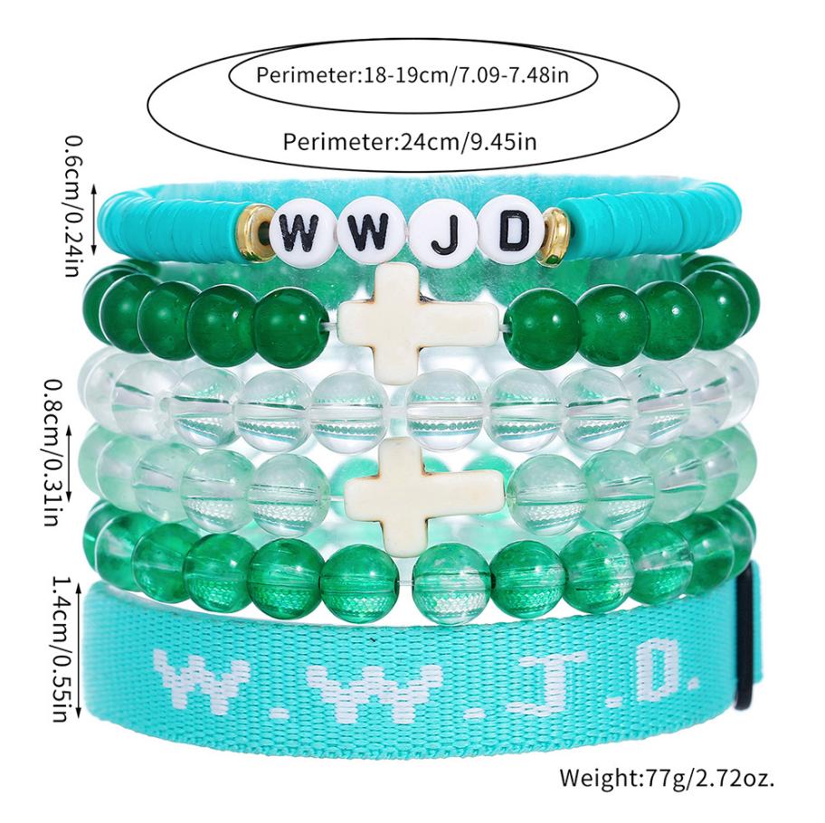 Fashion 6pcs WWJD Christian Cross Bracelets Faith Religious Easter suit For Women Men Jesus Bracelets Bracelet