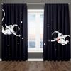 2PCS Deep Blue Space Astronaut Window Curtains Planets Cosmic Adventure Home Decor Rod Pocket for Boys Girl Bedroom Decorate.