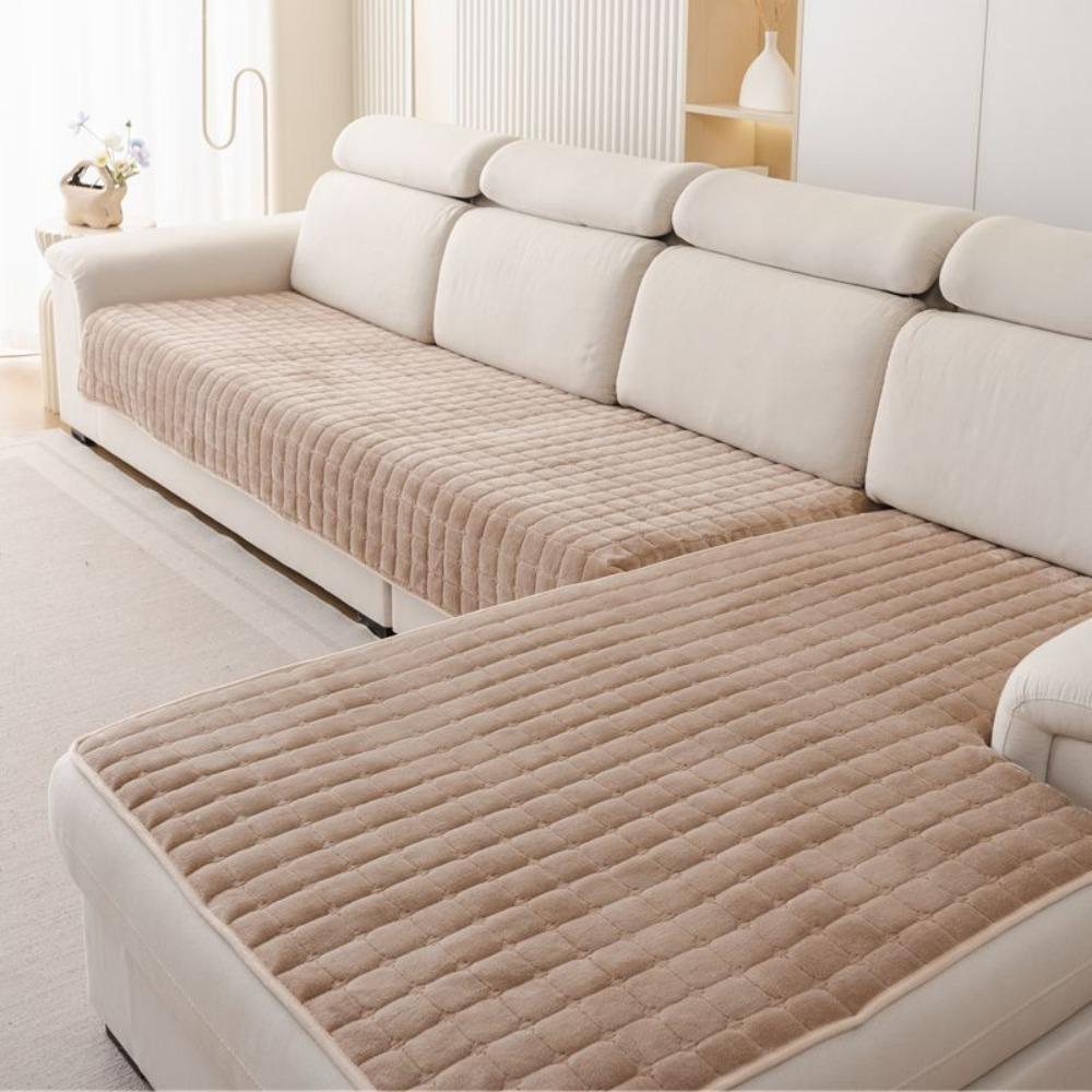 

Plush Sofa Cover Stain-resistant Couch Cushion Minimalist Seat Cushion Living Room 27.56x59.06 in колір світло кави