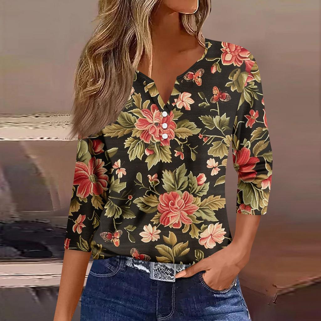 Women's 3/4 Sleeve Shirts Graphic Tees Shirts Casual Basic Tops Pullovers