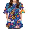 Chirurgische Uniformen Damen Mode Blumendruck Tierarzt Chirurgische Uniformen V-Ausschnitt Kurzarm Oberteile Haustier Medico Damen Chirurgische Kittel