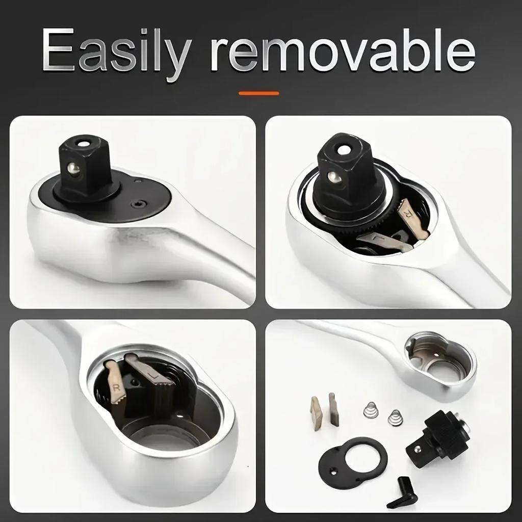 1/4" 3/8" 1/2" Drive Retractable Ratchet Set Drive Rotating Ratchet Reversible Drive 72 Tooth Socket Wrench Mechanical Tool