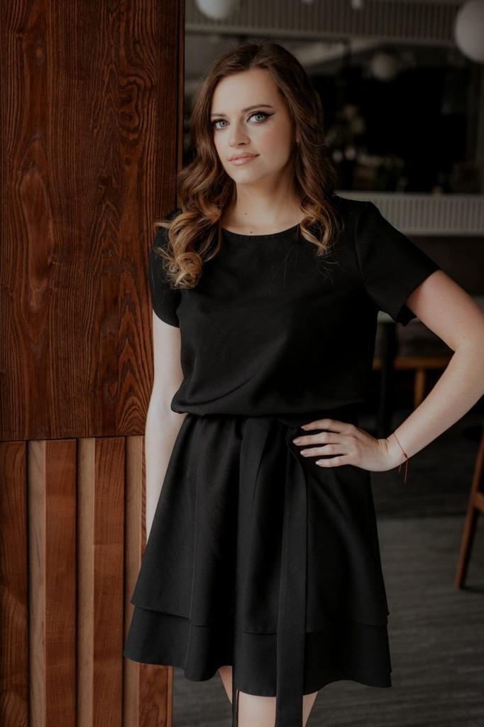 Dress with Double Skirt T374 Raspberry XS