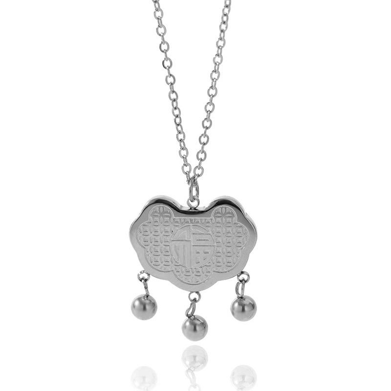 Ruyi Longevity Lock Necklace - Stainless Steel, High-End Ethnic Clavicle Chain for Women, Secure Fit