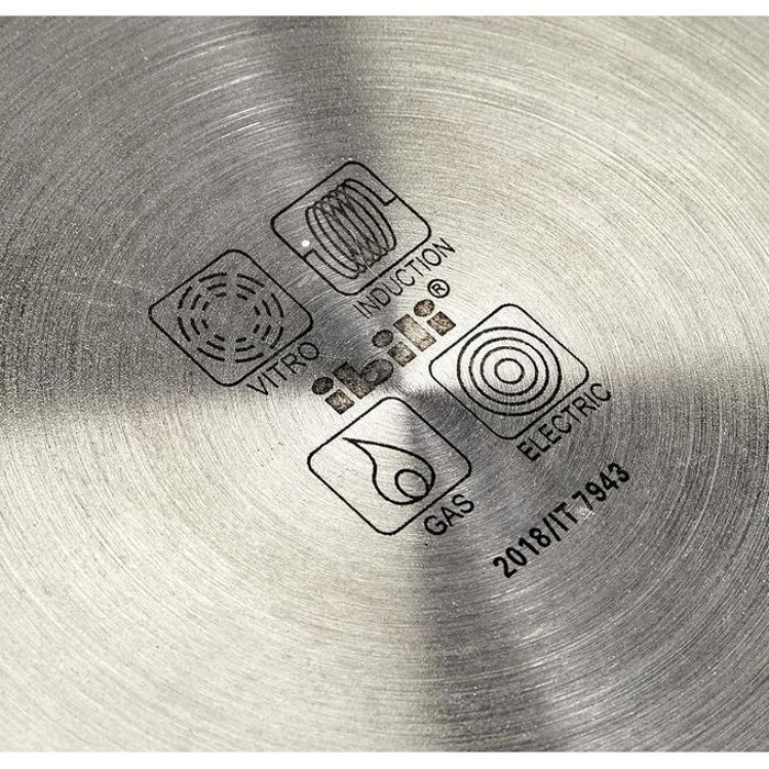 Casserole - IBILI - Nature - 28 cm - Cuivre - Antiadhésif style pierre - Couvercle en verre