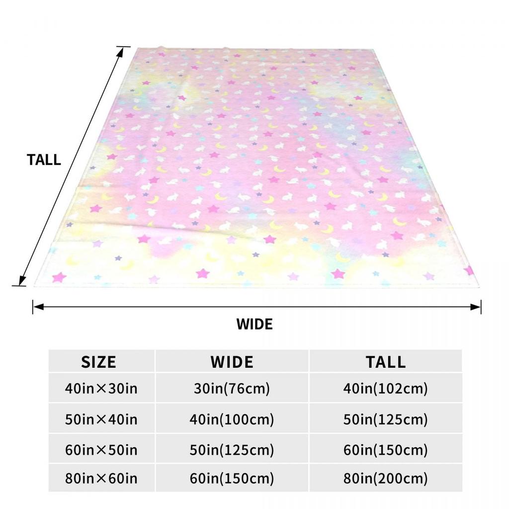 Crescent Moon And Bunny Rainbow Pattern Blankets Throw Blanket Lightweight Throw Blankets for Bedding Throws Bedspread Quilt