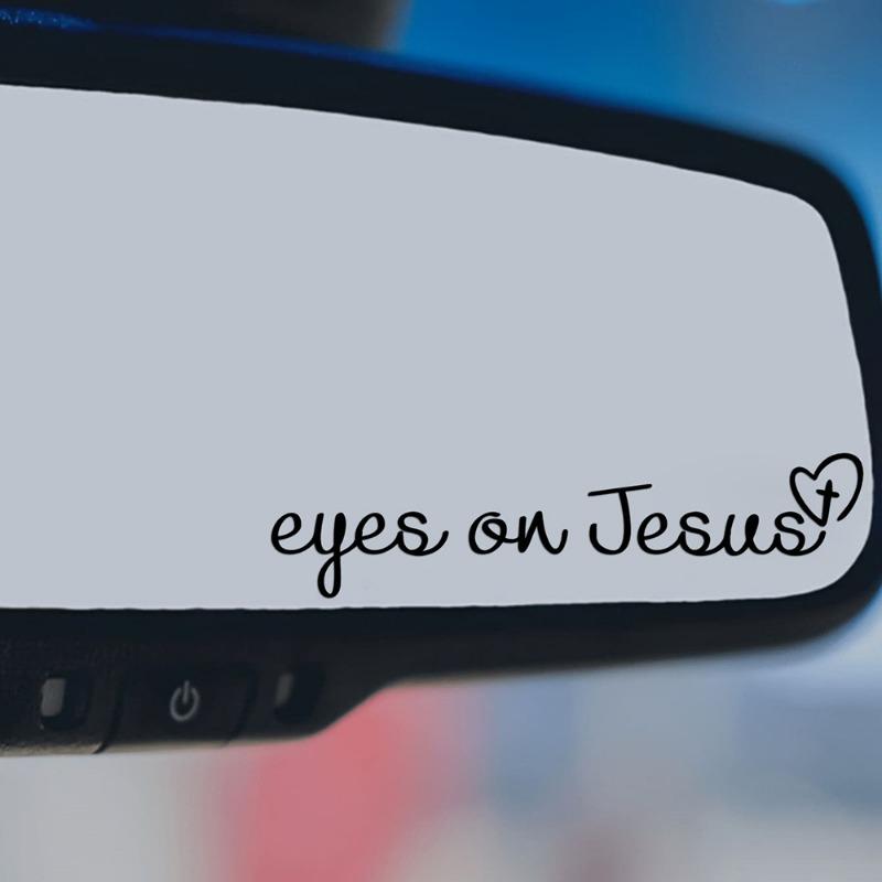 2pc English Letter Rearview Mirror Stickers Hot Eys On Jesus Makeup Secure Logo Originality Women Girl Car Interior Take Picture