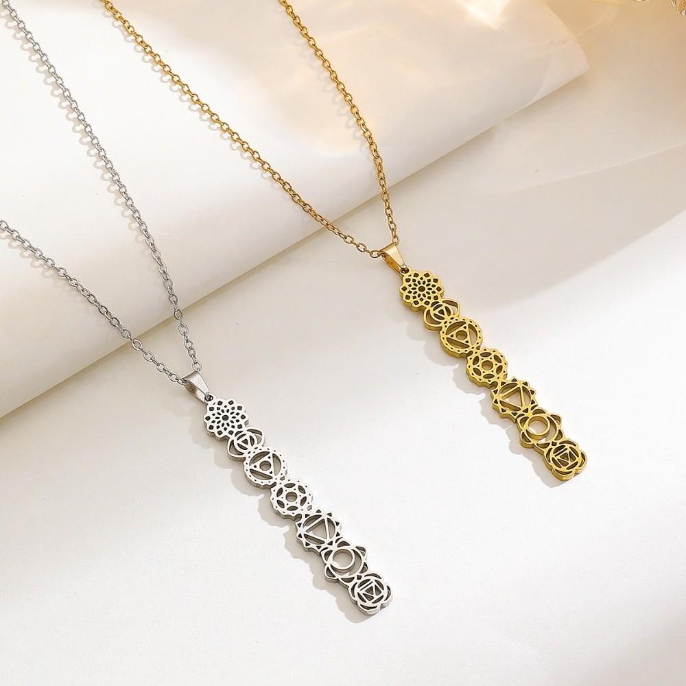 Edelstahl 7 Chakra Anhänger Halsketten Yoga Meditation Schmuck für Reiki Therapie