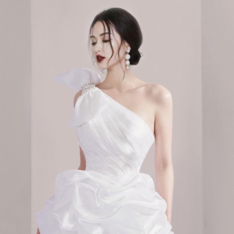 2024 One-Shoulder Bow Slimming Mini Dress