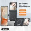 Galvanisierte Leder-Funda für Motorola Razr 60 Ultra 70 Ultra Scharnier-Case Drehbarer Magnetischer Ring Ständer Abdeckung mit Kleiner Bildschirmfolie